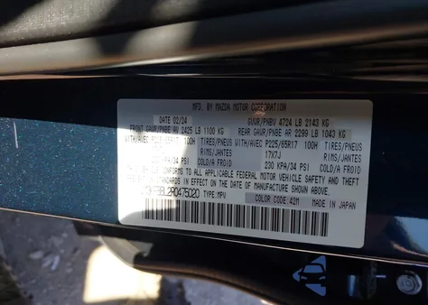 2024 Mazda Cx-5 2.5 S Select из США, поврежденный, VIN JM3KFBBL2R0475020